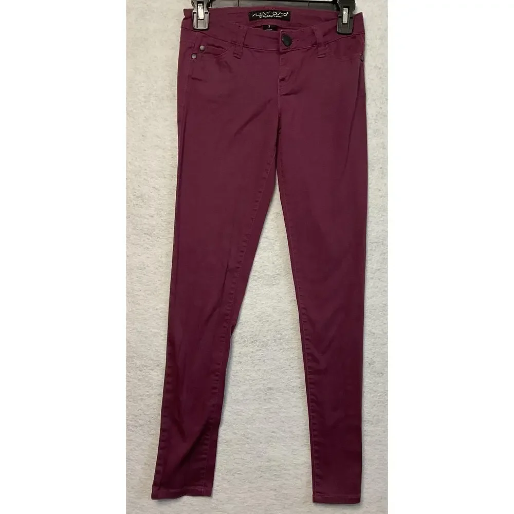 Celebrity Pink Silent Disco Jeans Womens 3 Burgundy Wine Skinny Stretch Juniors